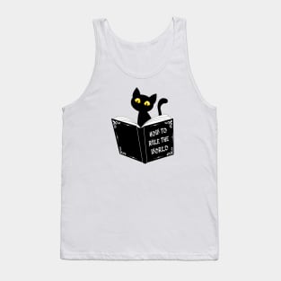 Cat Reading "How to Rule the World" Tank Top